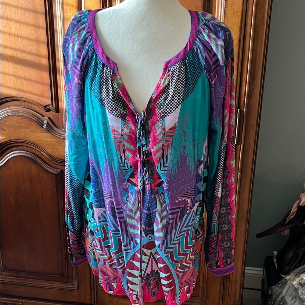 Hale Bob Colorful Geometric Tunic, EUC, L